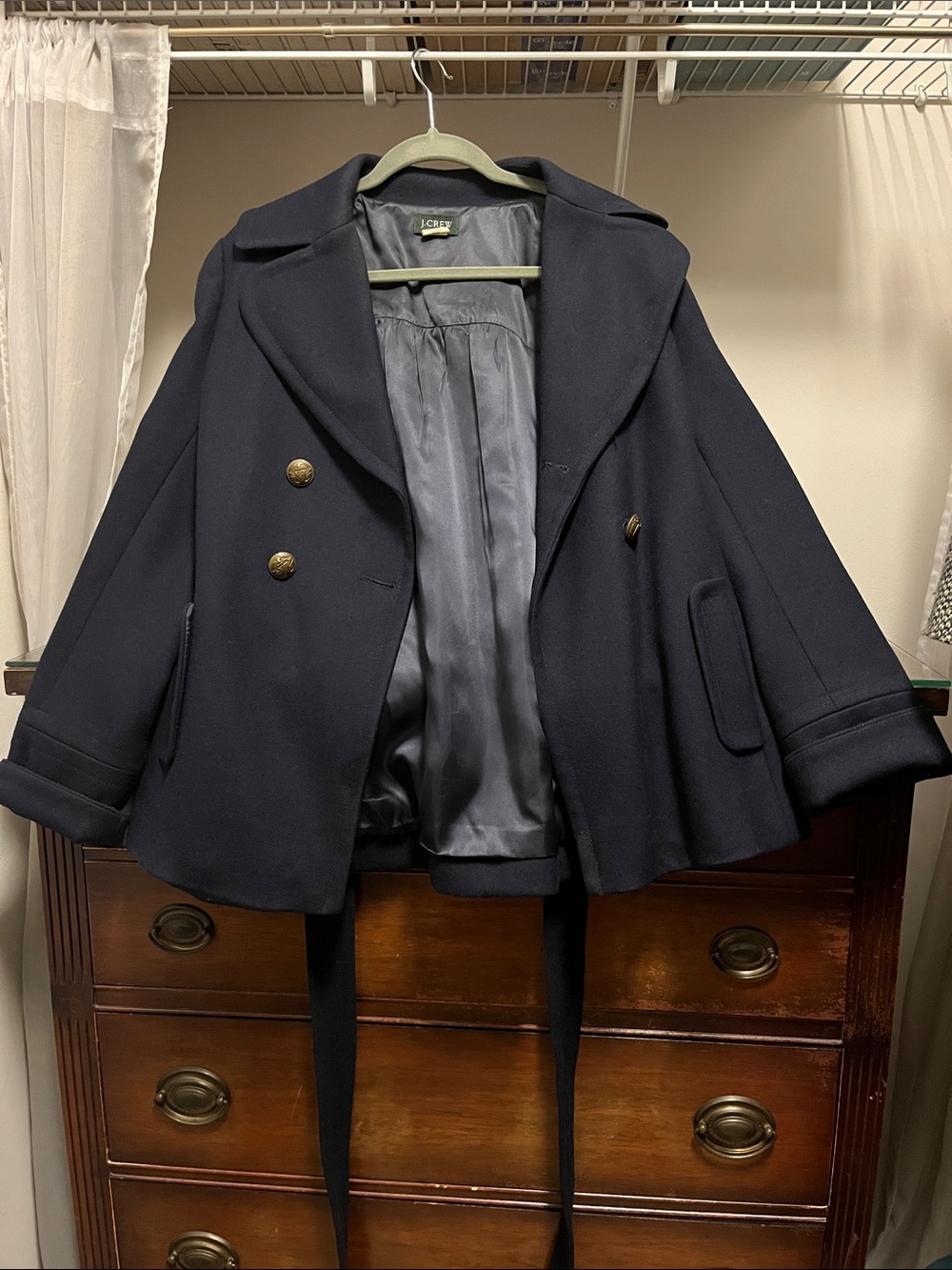 J Crew Women's Size 6 Navy Wool Pea Coat - Picture 10 of 16